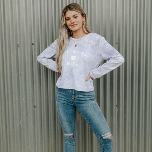 Kittenish Tops - Kittenish Babe Lavendar Tye Dye Long Sleeve Tee